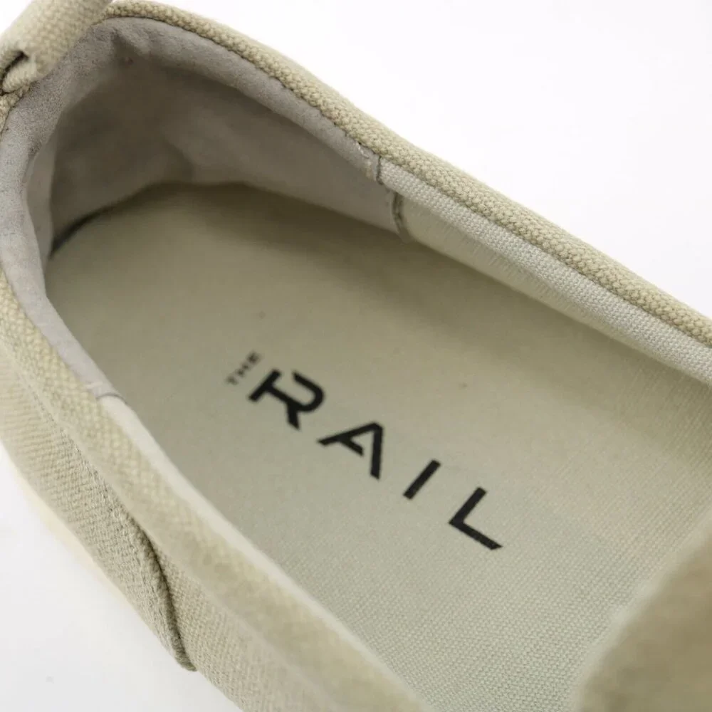 The Rail Mens Stockton Slip On Shoe‎ Size 10 Tan Khaki Canvas Moc Toe Casual